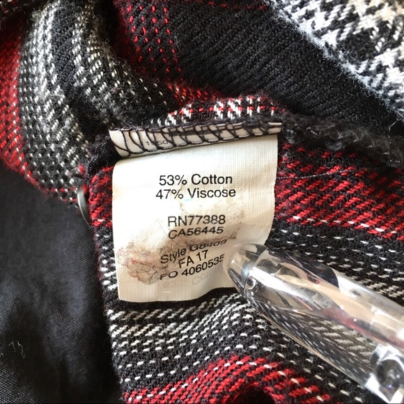 Madewell Grunge Plaid Shirtdress Sz XS -Red black - Picture 5 of 8